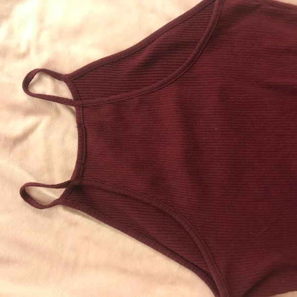 Burgundy Ribbed Bodysuit - Picture 3 of 3